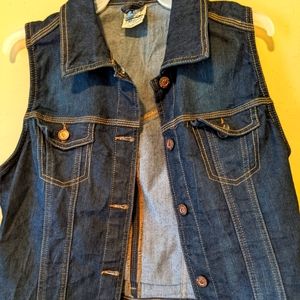 BERSHKA VINTAGE DENIM JEAN VEST BLUE SIZE XL